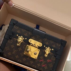 Louis Vuitton Brown Monogram Petite Malle Crossbody Bag with Gold Hardware